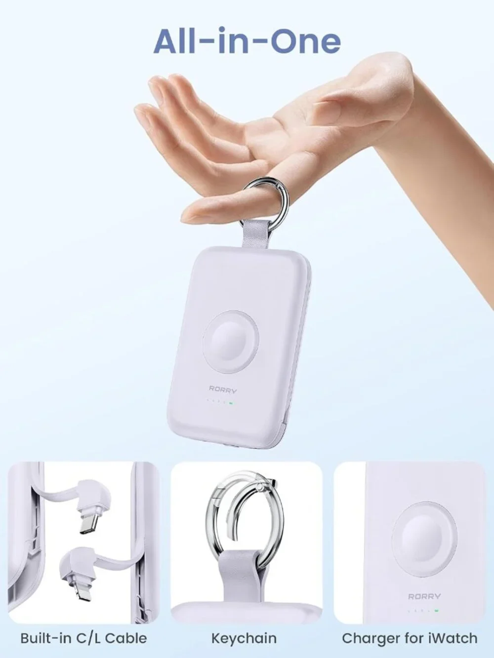 Portable Charger 10000mAh Power Bank, 20W Fast Charging, Compact & Lightweight